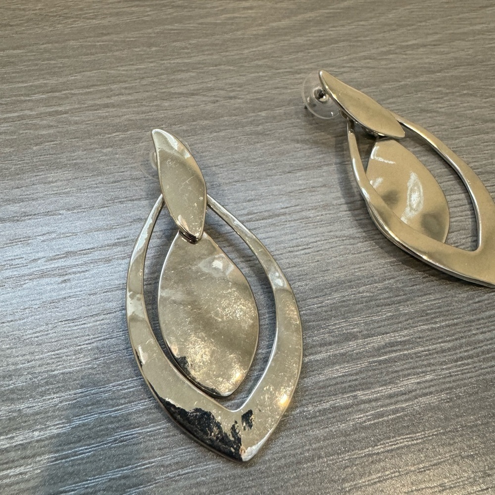 Silver Tear Drop Duster Earrings